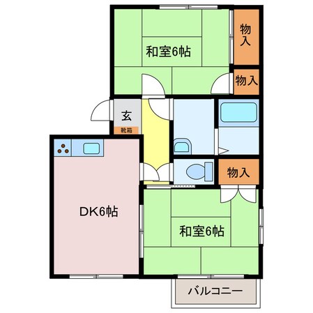 メゾン名張Bの物件間取画像